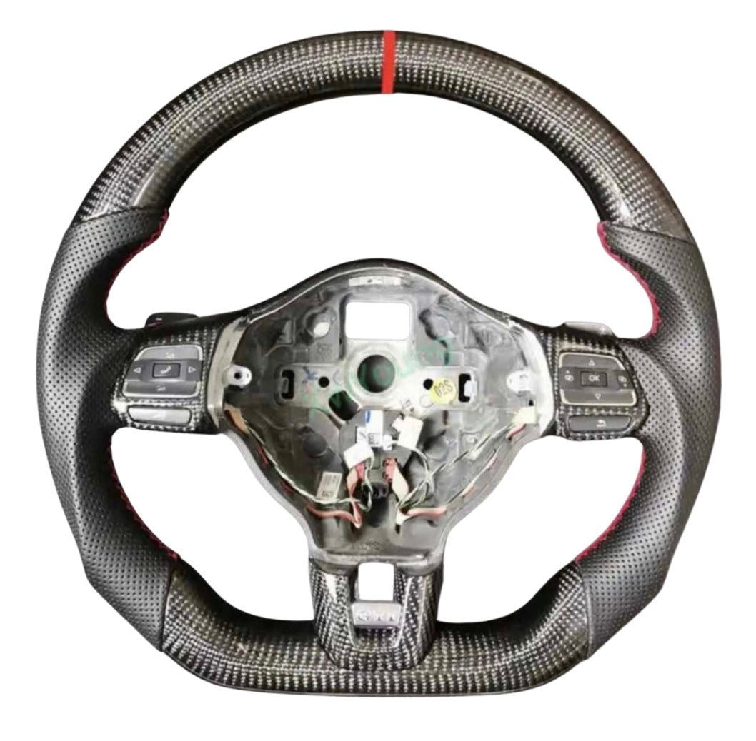 Volant sport carbone/cuir perforé pour volkswagen Golf 6 GTI