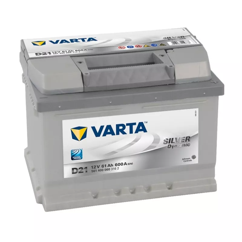 Batterie VARTA posée sur fond blanc montrant l'étiquette technique