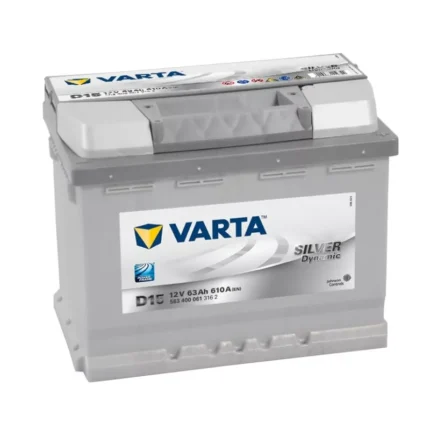 Vue de face de la batterie VARTA posée sur sol clair