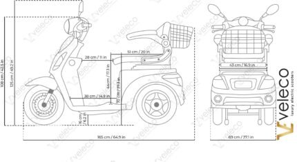 Schéma des dimensions du scooter ZT15 en coupe