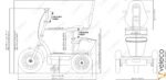 Schéma technique indiquant les dimensions du scooter (longueur et largeur)
