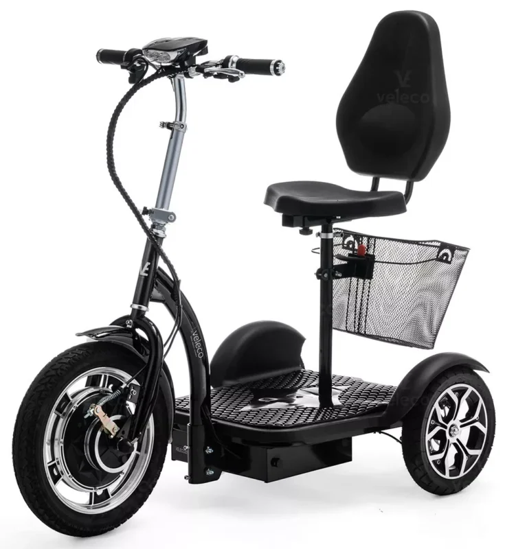 VELECO ZT16 scooter 3 roues noir avec panier